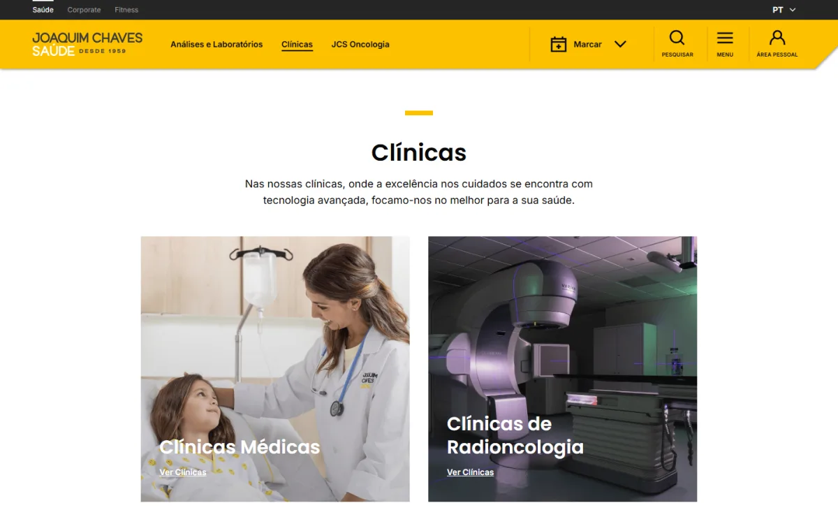Página inicial do site Joaquim Chaves Saúde